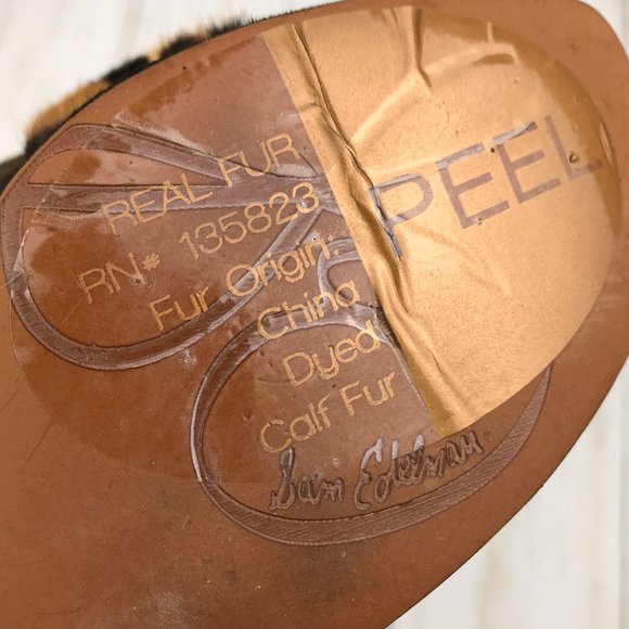 Sam Edelman Animal Print Leopard Print Leather Calf Fur Platform Heels Size 6.5 - Picture 13 of 16